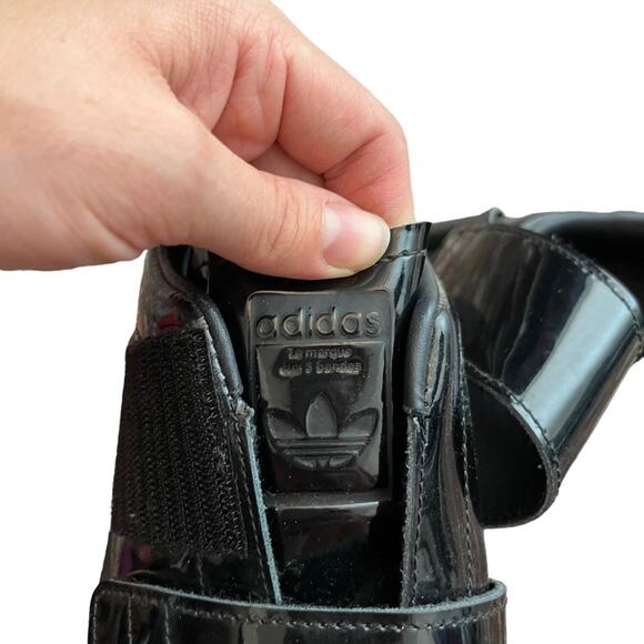 Adidas Superstar 80s CF Patent Leather Sneakers Triple Black Size 5 RARE! Y2K - Picture 9 of 13